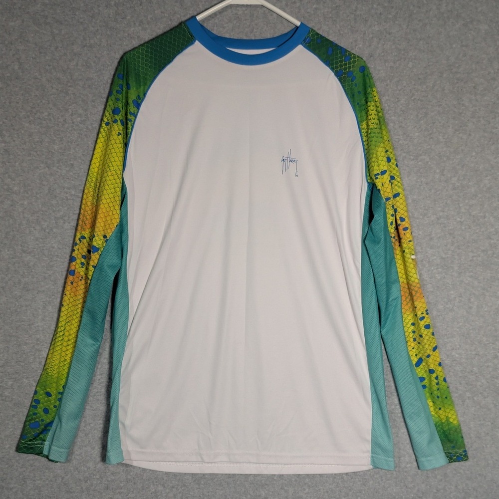 Guy Harvey Fishing Shirt Mens Medium Mahi Mahi Outdoor Angle Fishing Gorpcore